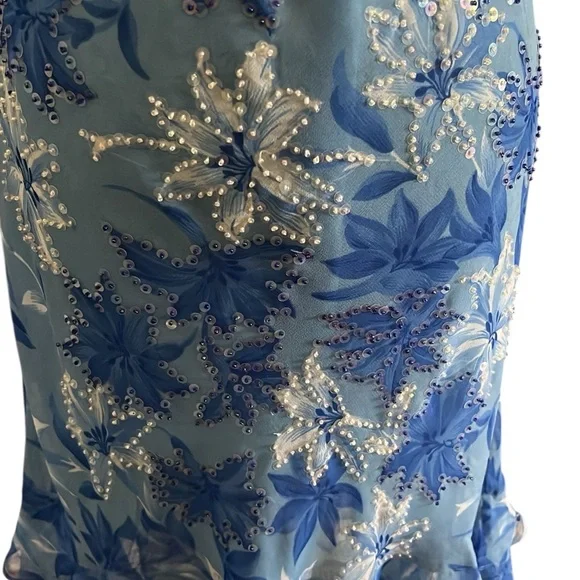 Chaundry Made in India Blue Beaded Floral Midi Dress - Picture 6 of 12